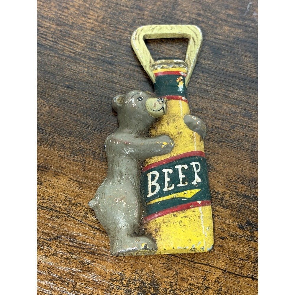 Bear Beer Bottle Opener Vintage Cast Metal M.L Mark 4.5"